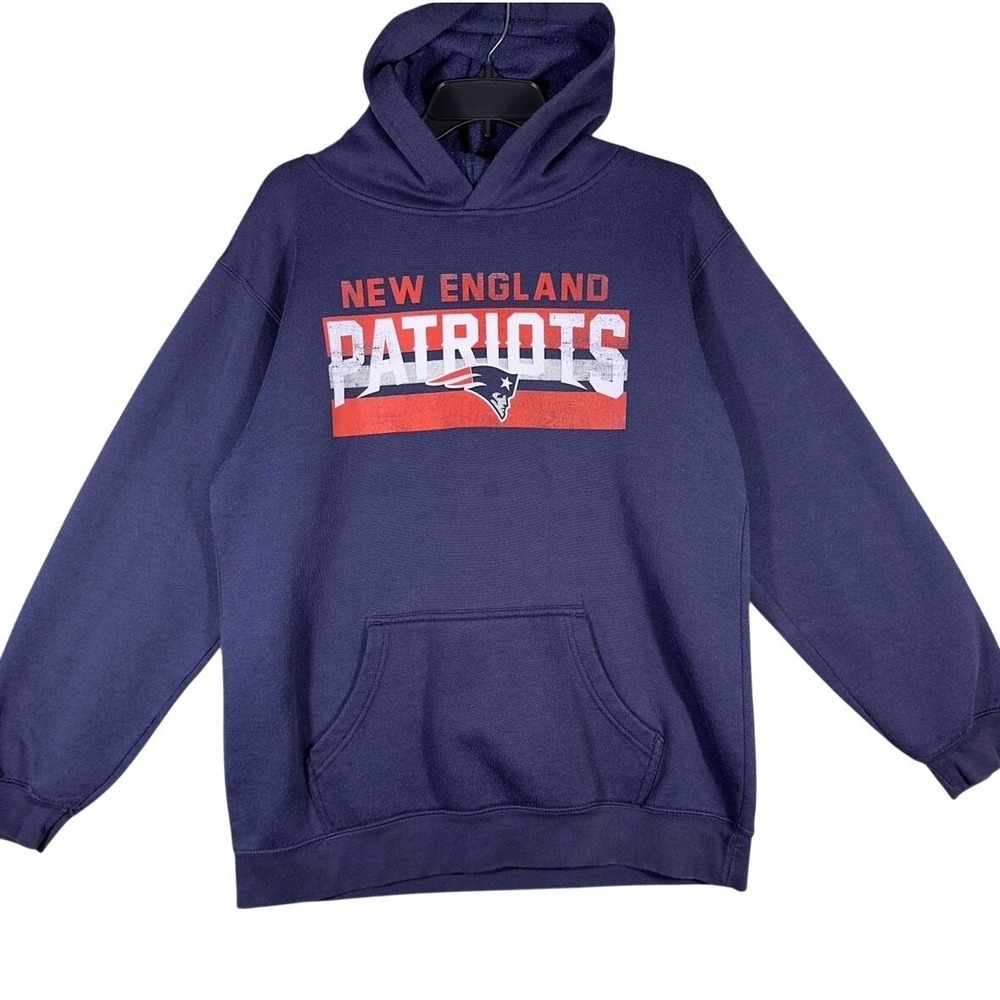 New England Patriots Team Athletics‎ Hoodie Kids XL 18/20 Navy Blue NFL Graphic